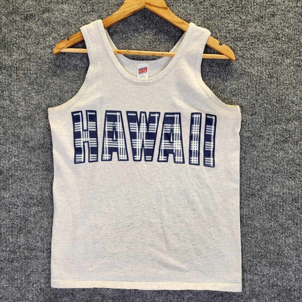 Vintage Hawaii Shirt Mens Medium Tank Top Soffe Made USA Cotton Sleeveless